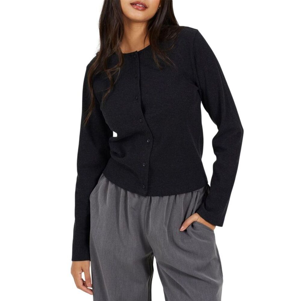 Brave Soul Womens/Ladies Ribbed Top / Charcoal